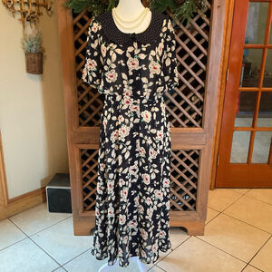 Vtg 90s Cottage Core Fairy Boho Women’s Leslie Fay Small midi dress